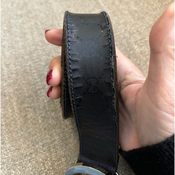 ✨GUCCI Interlocking G’s Black Leather Belt with Solver GG Hardware 90/36 UNISEX - Picture 14 of 16